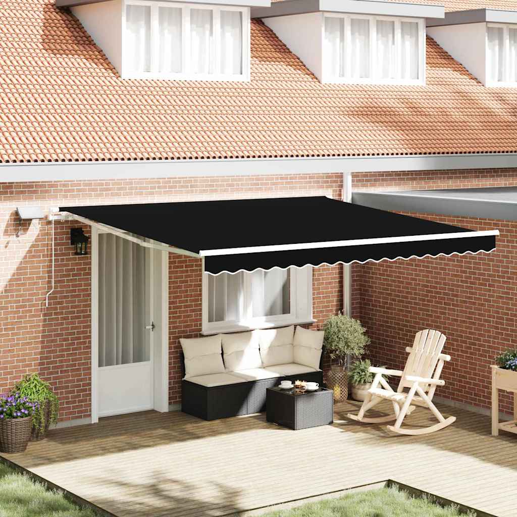 Einziehbare Markise Schwarz 400 x 300 cm Stoff und Stahl