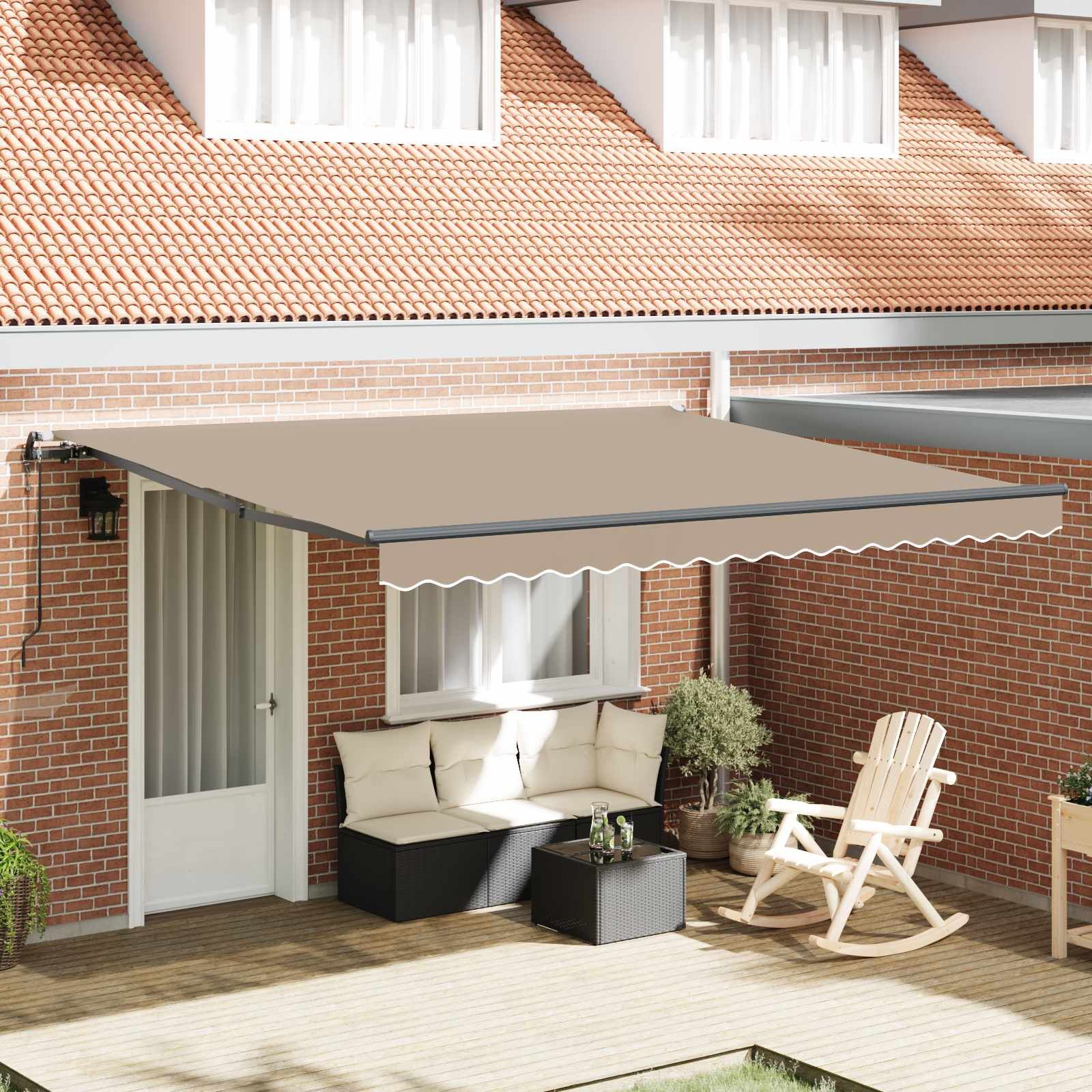 Einziehbare Markise Beige 400 x 300 cm Stoff und Aluminium