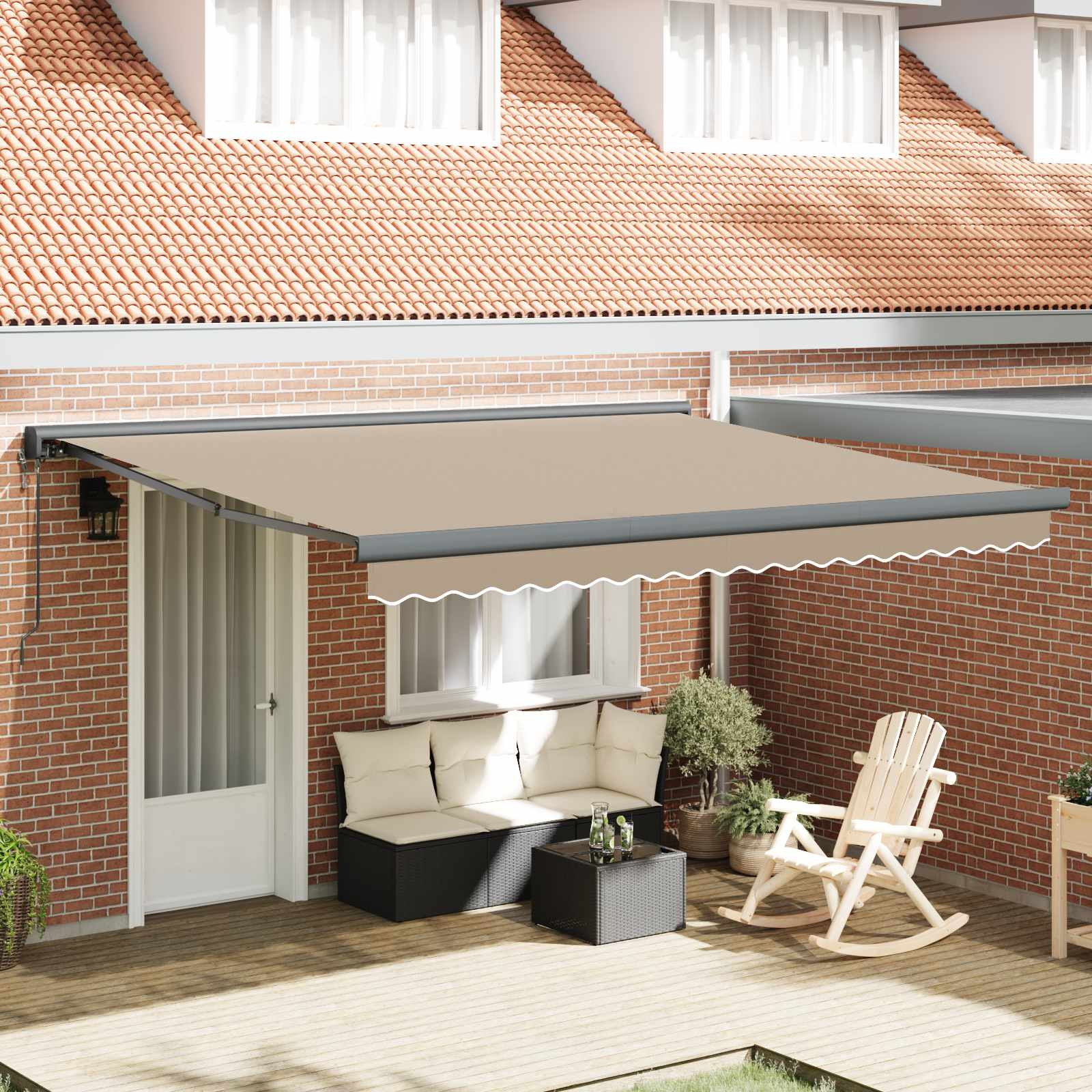 Markise Beige 400 x 300 cm Polyester und Aluminium
