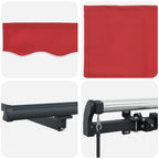 Einziehbare Markise Rot 400 x 300 cm Polyester und Stahl