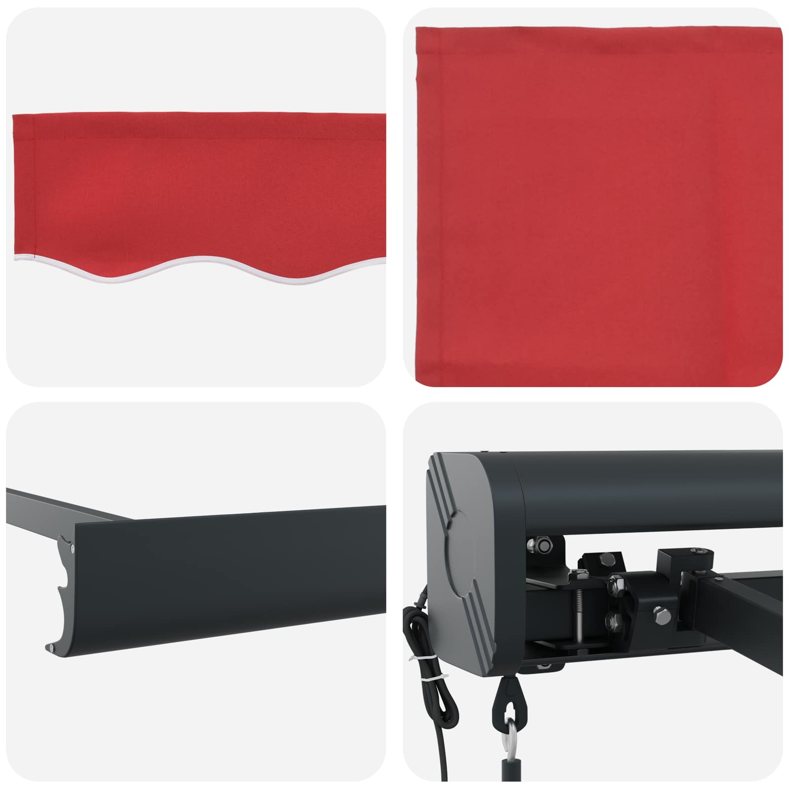 Markise Rot 400 x 300 x 165 cm Polyester und Aluminium