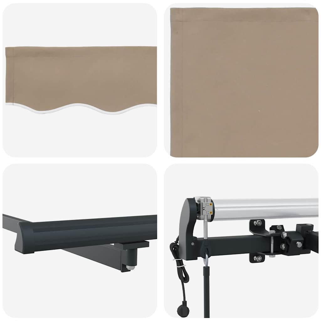 Einziehbare Markise Beige 400 x 350 cm Stoff und Aluminium