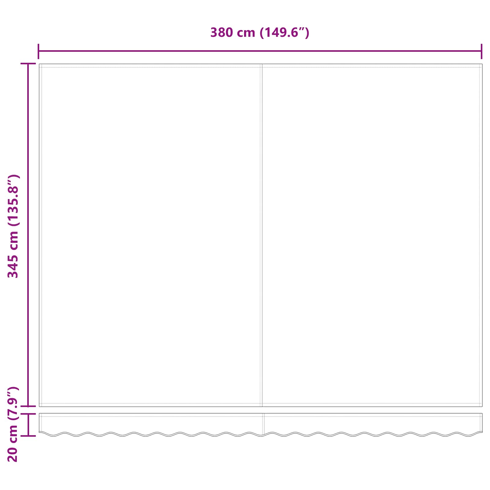 Einziehbare Markise Weiß 400 x 350 cm Polyester und Stahl