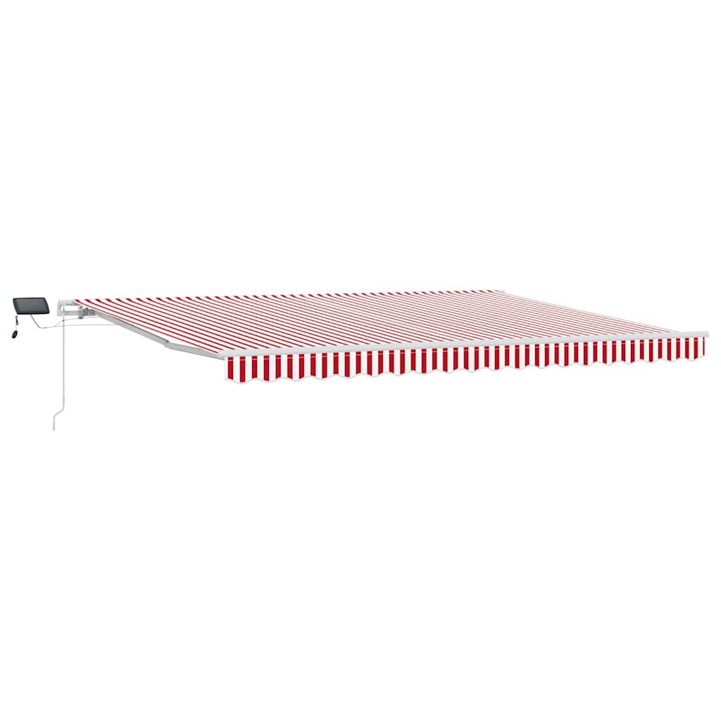 Einziehbare Markise Rot und Weiß 450 x 300 cm Stoff und Stahl
