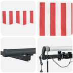 Markisenstoff Rot und Weiß 450 x 300 cm Polyester