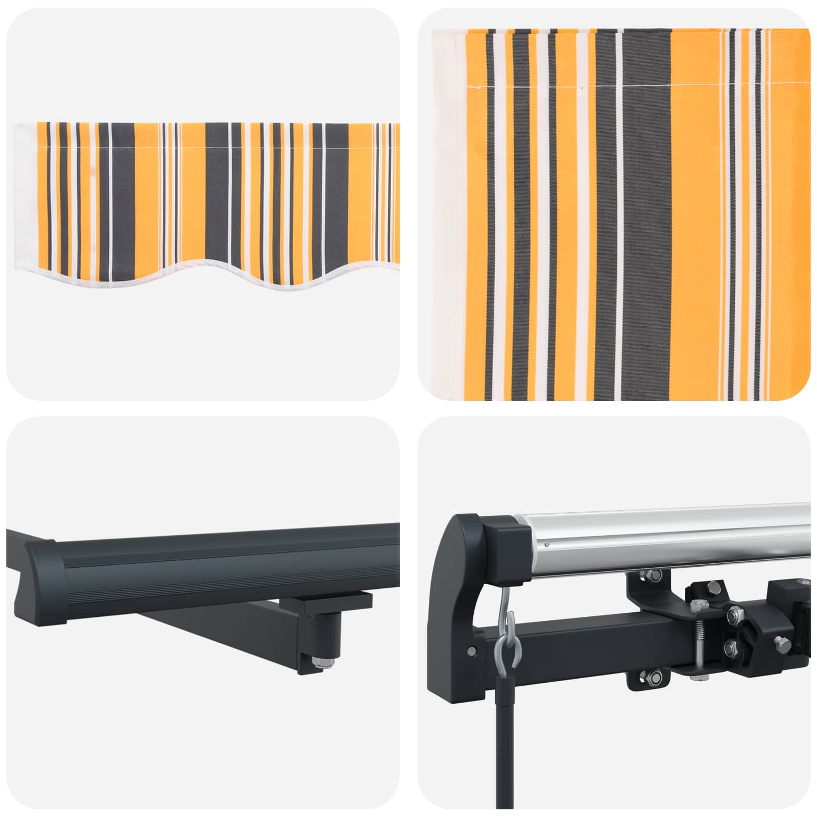 Einziehbare Markise Mehrfarbig 450 x 300 cm Polyester und Stahl