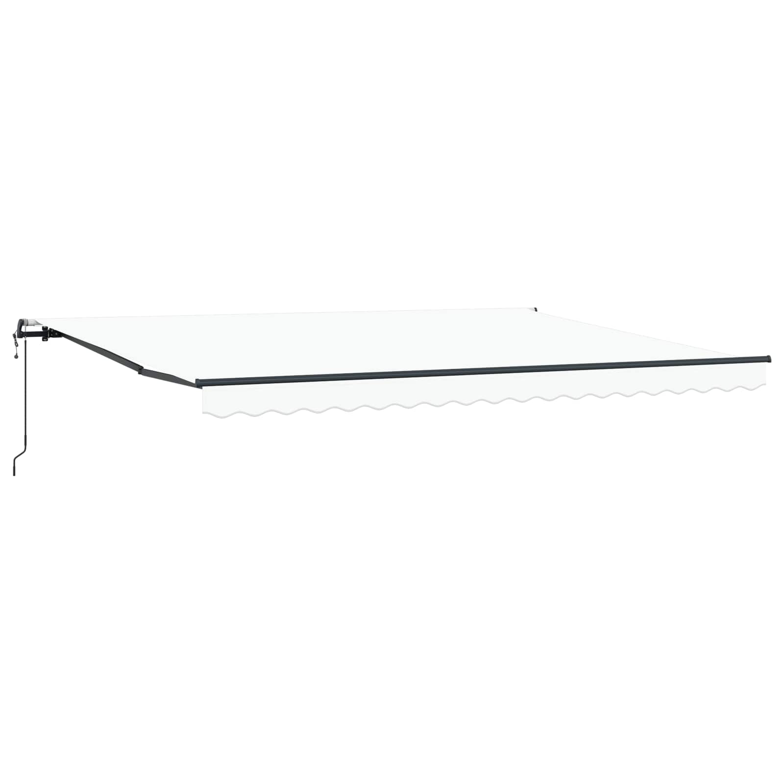 Einziehbare Markise Weiß 450 x 300 cm Stoff und Aluminium