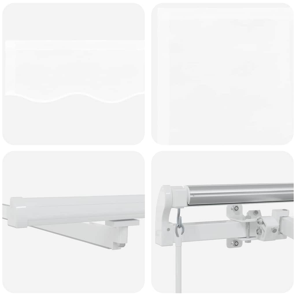 Einziehbare Markise Weiß 450 x 350 cm Stoff und Stahl