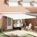Einziehbare Markise Weiß 450 x 350 cm Polyester und Metall