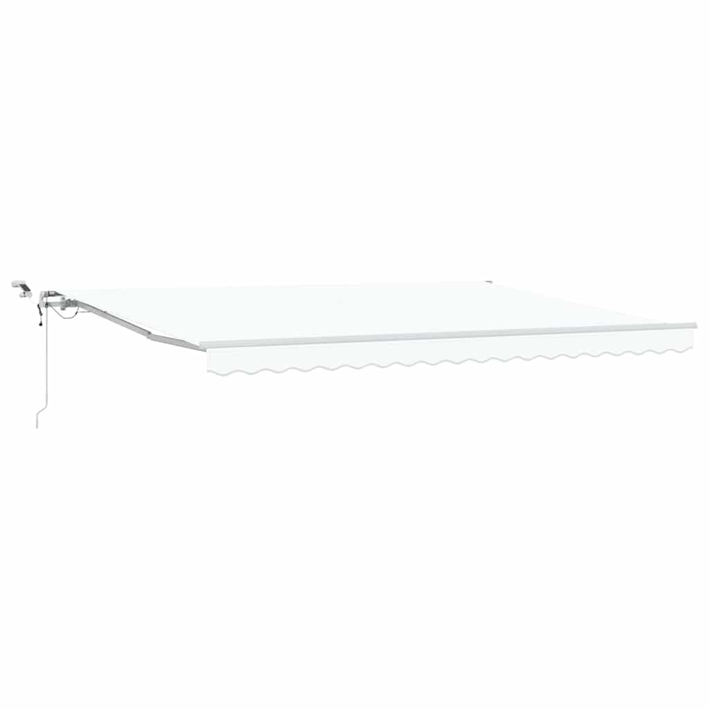 Einziehbare Markise Weiß 450 x 350 cm Polyester und Metall