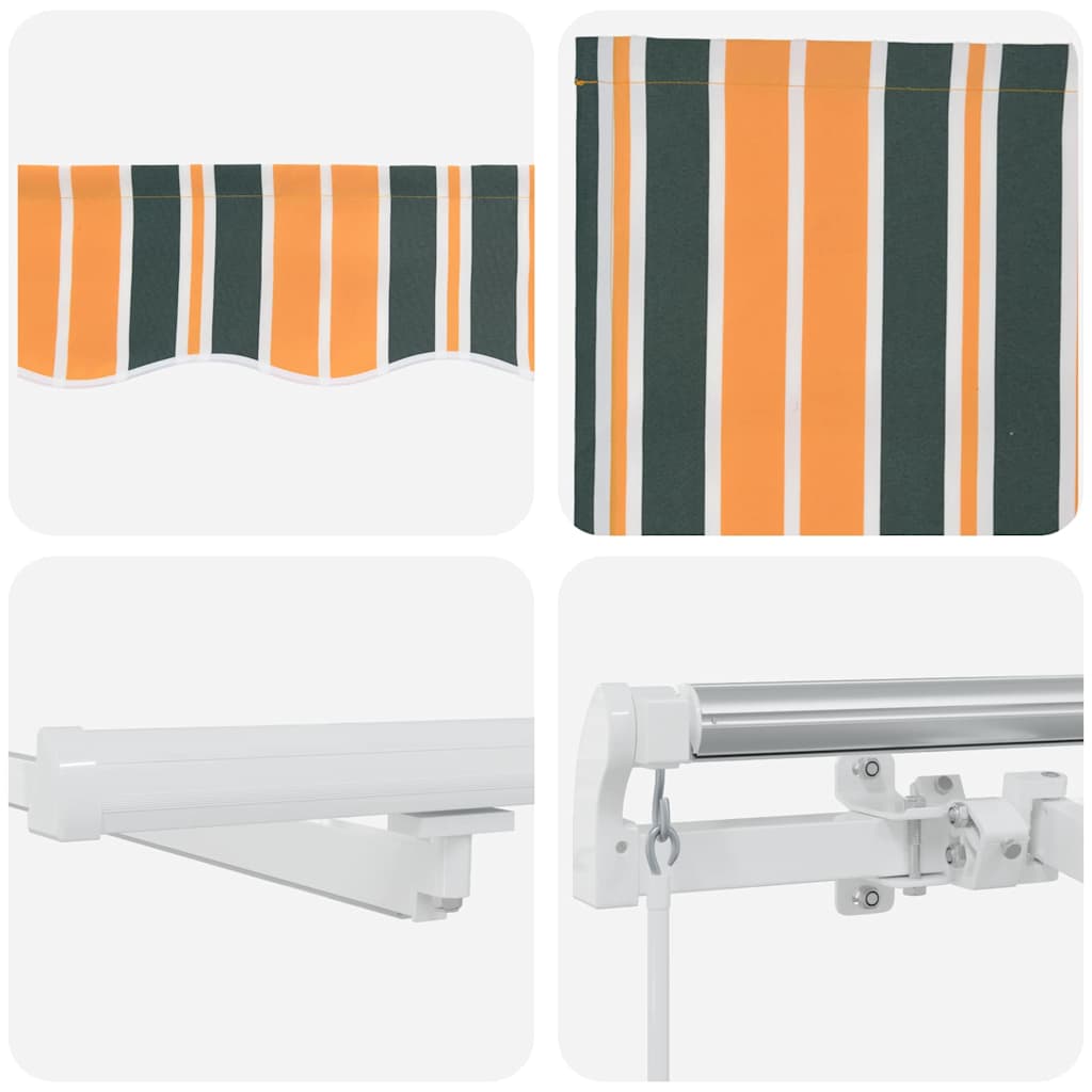 Einziehbare Markise Grün und Gelb 450 x 350 cm Stoff und Stahl