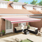 Markise Rot und Weiß 500 x 300 cm Polyester und Aluminium