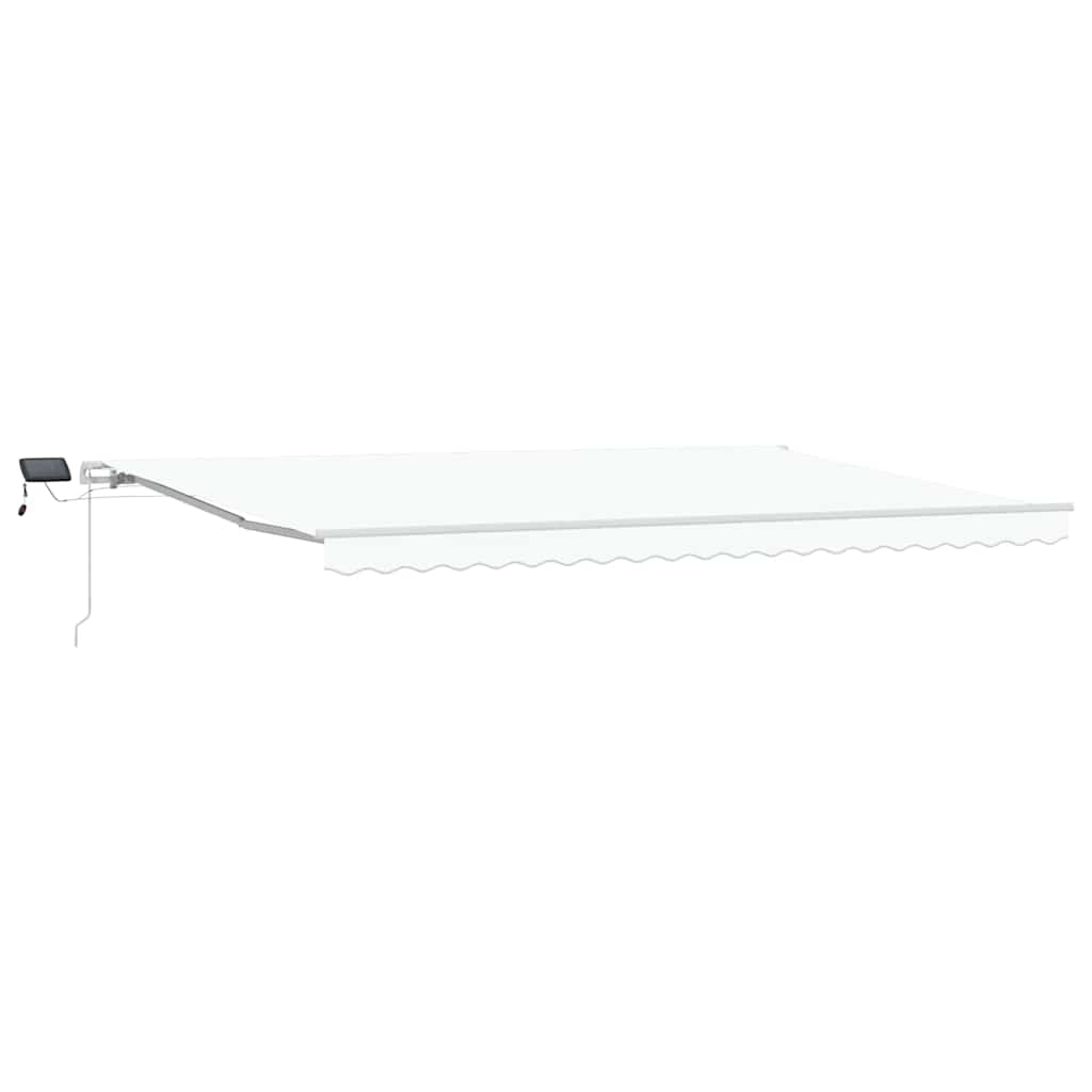 Einziehbare Markise Weiß 500 x 300 cm Stoff und Stahl