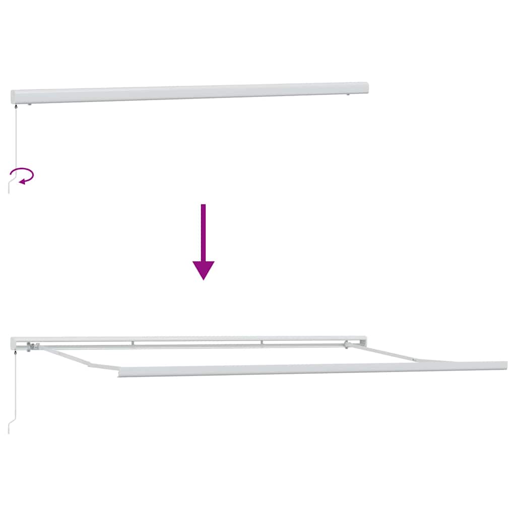 Einziehbare Markise Weiß 500 x 300 cm Stoff und Metall