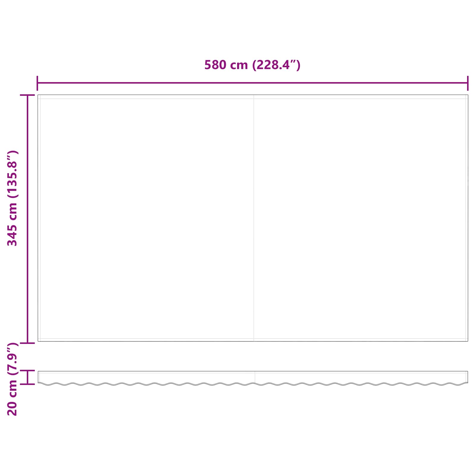 Einziehbare Markise Mehrfarbig 600 x 350 cm Polyester und Stahl