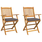 Klappstuhl mit Kissen 2 pcs Braun Massivholz Akazie