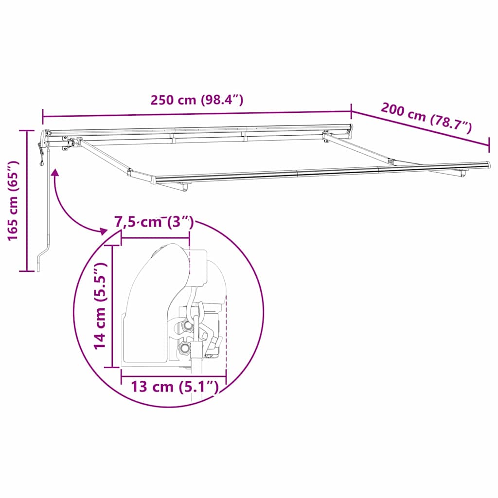 Markisenrahmen Weiß 2,5 x 2 m Metall