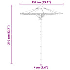 Garten-Sonnenschirm Dunkelgrau Ø 150 x 210 cm Bambus