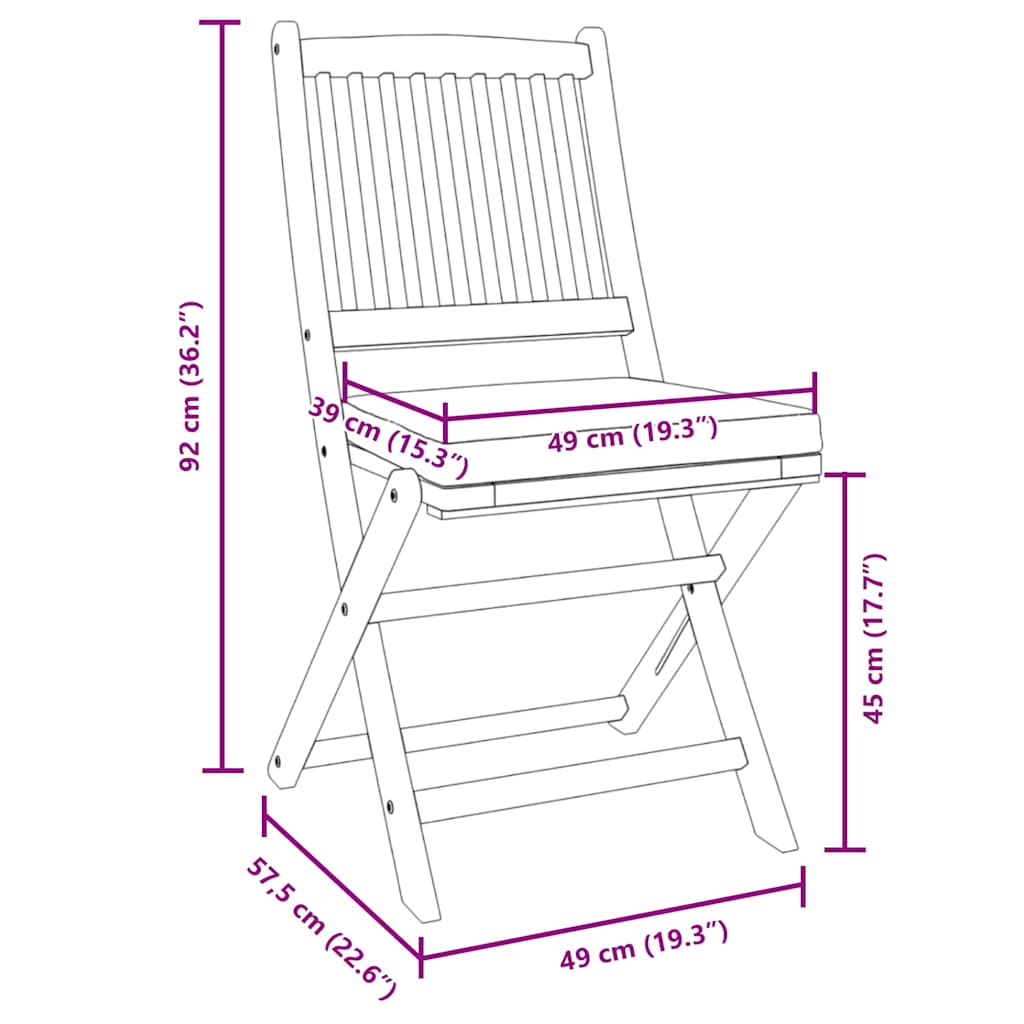 Klappstuhl 4 pcs Weiß 49 x 57,5 x 92 cm Massivholz Akazie