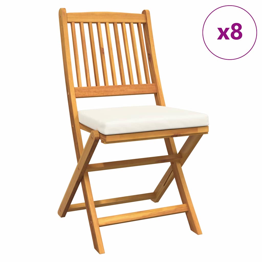 Klappstuhl 8 pcs Weiß 49 x 57,5 x 92 cm Massivholz Akazie
