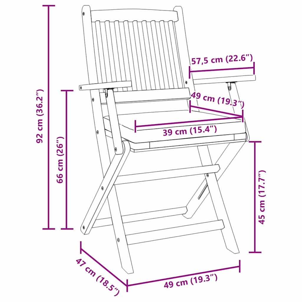 Klappstuhl 8 pcs Grau 49 x 57,5 x 92 cm Massivholz Akazie