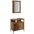 Badezimmermöbel-Set mit Regal mit Tür 2 pcs Braun Holzwerkstoff