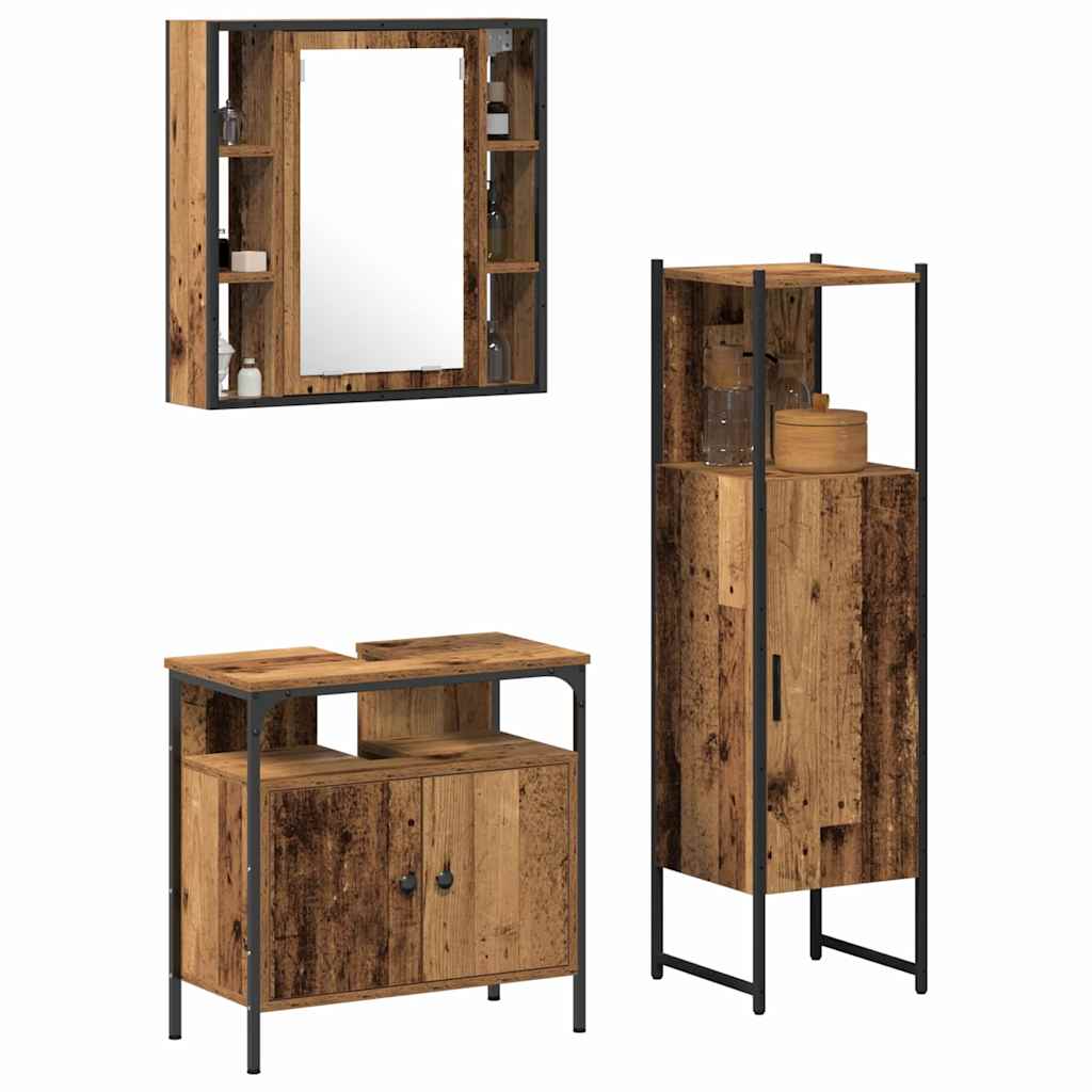 Badezimmermöbel-Set mit Regal mit Tür 3 pcs Braun Holzwerkstoff