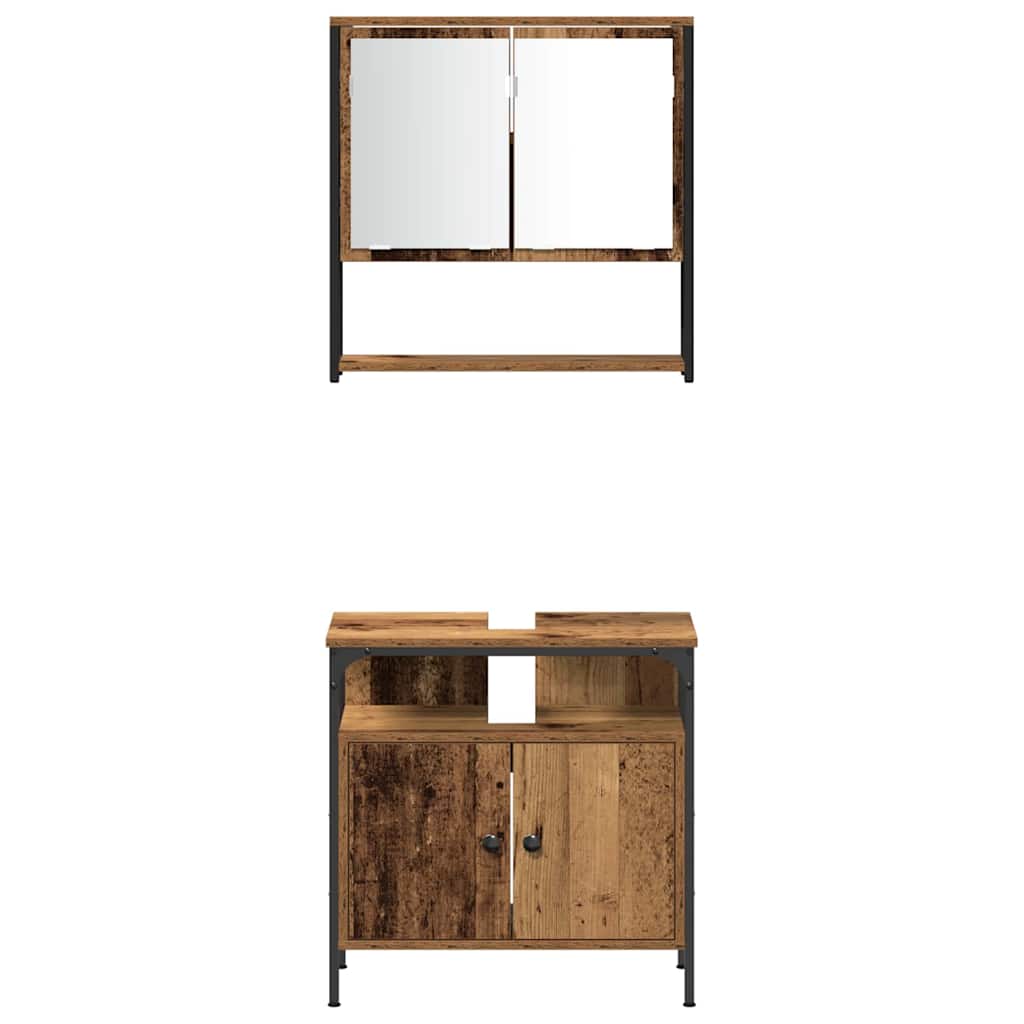 Badezimmermöbel-Set mit Regal mit Tür 3 pcs Braun Holzwerkstoff