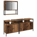 Badezimmermöbel-Set mit Regal mit Tür 3 pcs Braun Holzwerkstoff