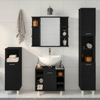 Badezimmermöbel-Set mit Regal 4 pcs Schwarz 30 x 30 x 179,5 cm