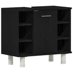 Badezimmermöbel-Set mit Regal 3 pcs Schwarz 30 x 30 x 99,5 cm