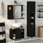 Badezimmermöbel-Set mit Regal 3 pcs Schwarz 30 x 30 x 179,5 cm