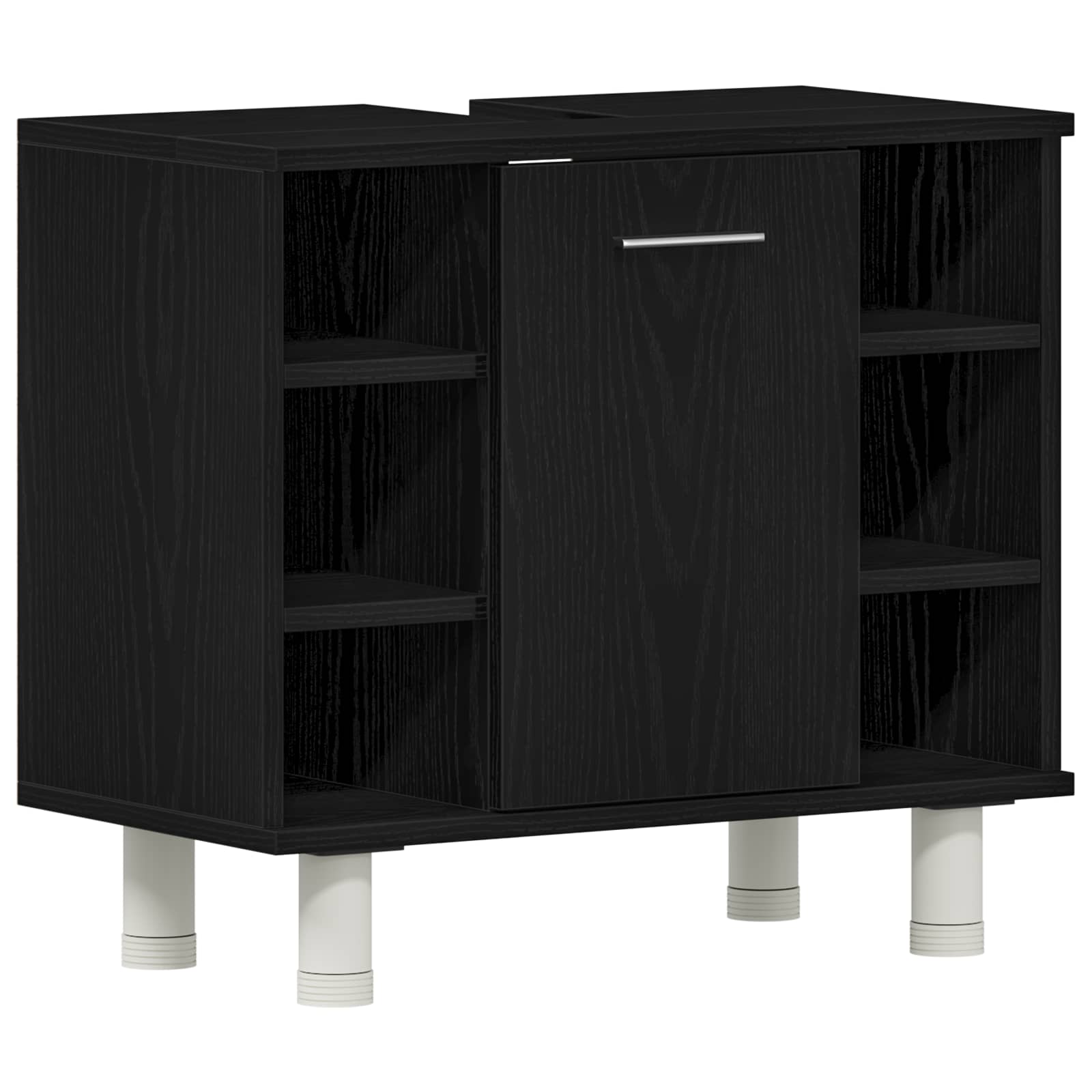 Badezimmermöbel-Set mit Regal 3 pcs Schwarz 30 x 30 x 179,5 cm