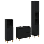 Badezimmermöbel-Set Wandmontiert 3 pcs Schwarz Eichen-Optik
