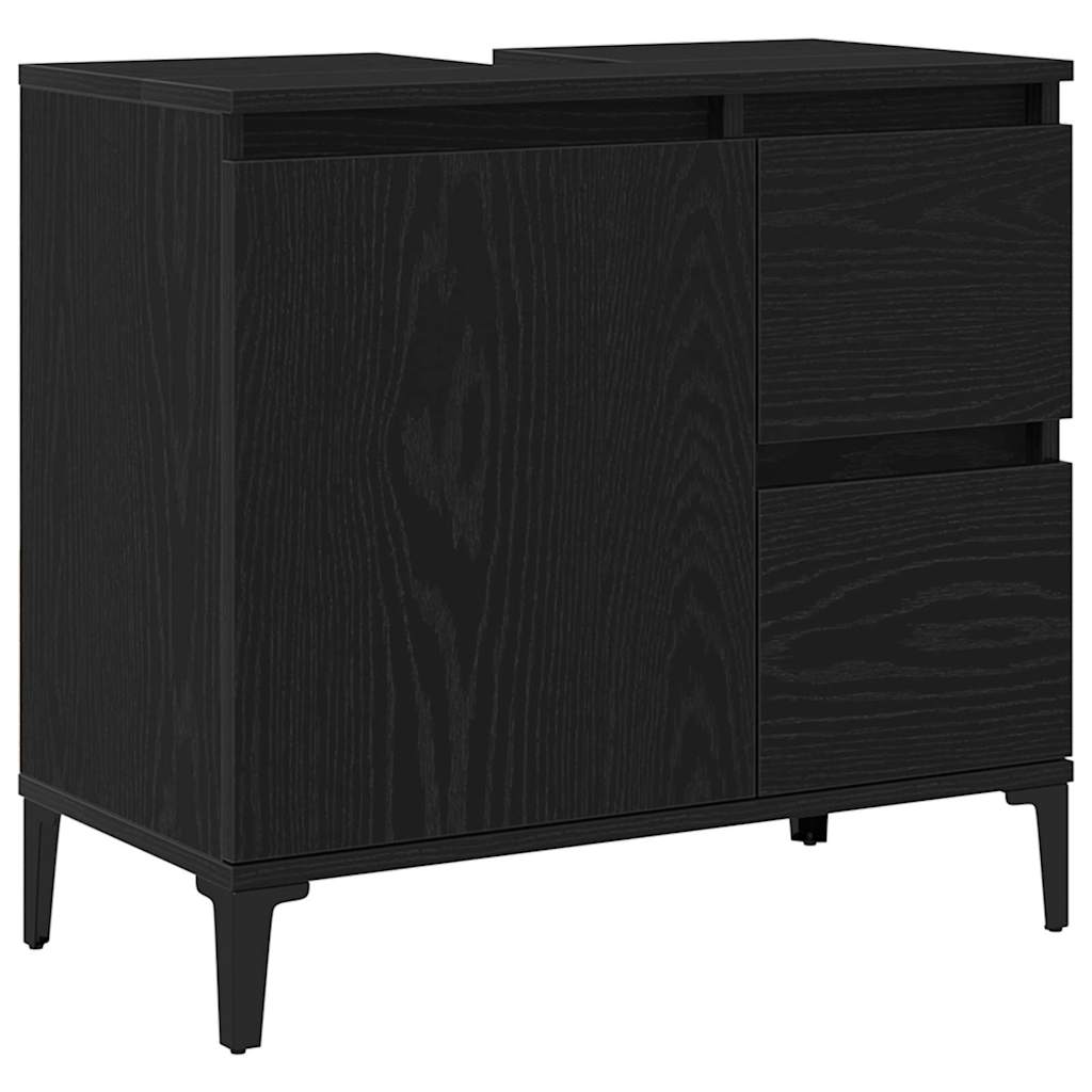 Badezimmermöbel-Set Wandmontiert 3 pcs Schwarz Eichen-Optik