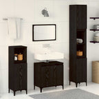 Badezimmermöbel-Set Wandmontiert 3 pcs Schwarz Eichen-Optik