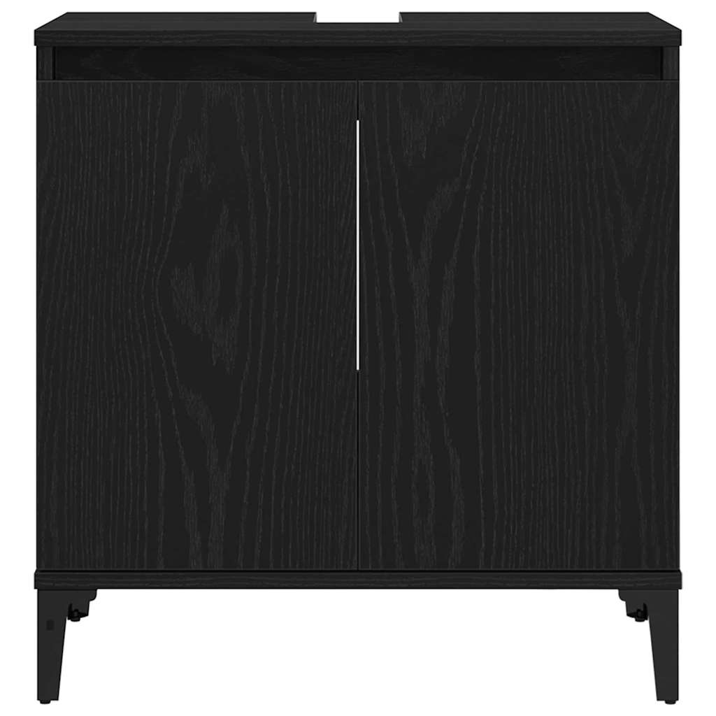 Badezimmermöbel-Set Wandmontiert 3 pcs Schwarz Eichen-Optik
