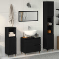 Badezimmermöbel-Set 3 pcs Schwarz Eichen-Optik 30 x 30 x 190 cm