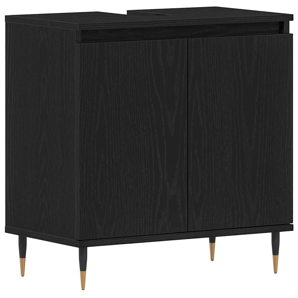 Badezimmermöbel-Set 3 pcs Schwarz Eichen-Optik 30 x 30 x 190 cm
