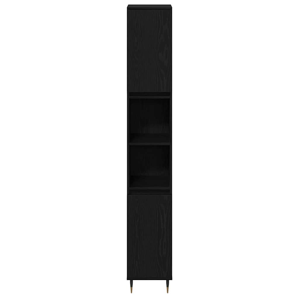 Badezimmermöbel-Set 3 pcs Schwarz Eichen-Optik 30 x 30 x 190 cm