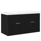 Badezimmerschrank Schwarz Eichen-Optik 90 x 38,5 x 46 cm
