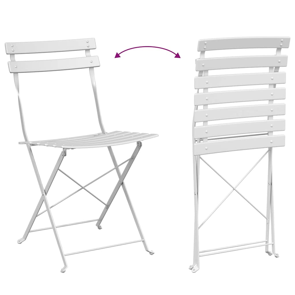 Gartenklappstuhl 2 pcs Weiß 42 x 46 x 82cm Metall