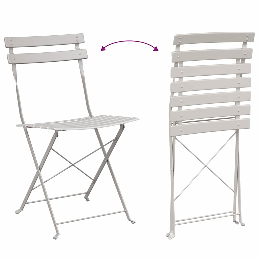 Gartenklappstuhl 2 pcs Beige 42 x 46 x 82cm Metall