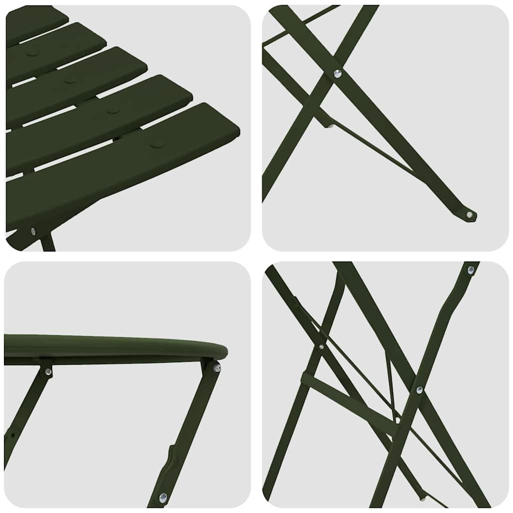 Klapp Bistro Set 3 pcs Wald Stahl