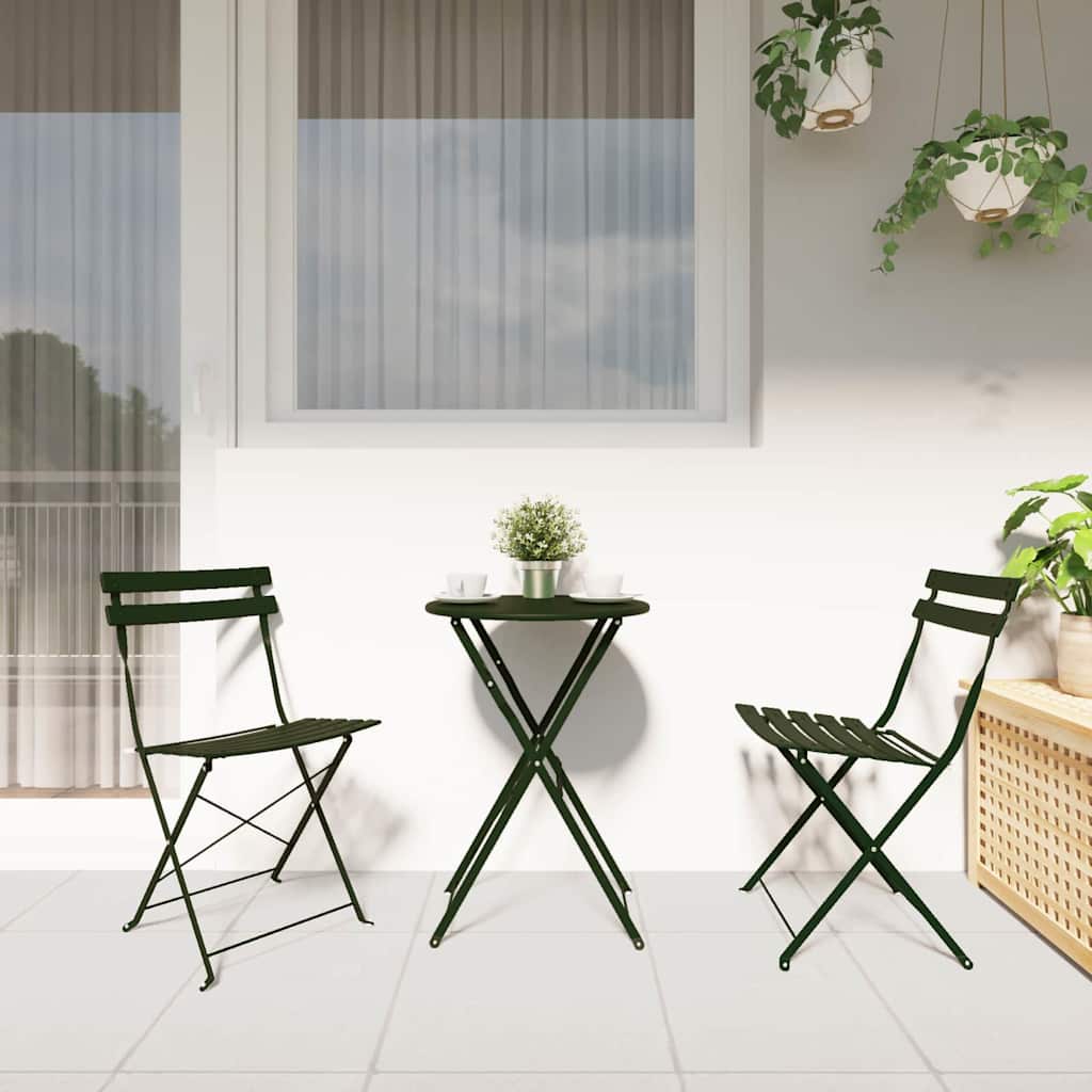 Klapp Bistro Set 3 pcs Wald Stahl