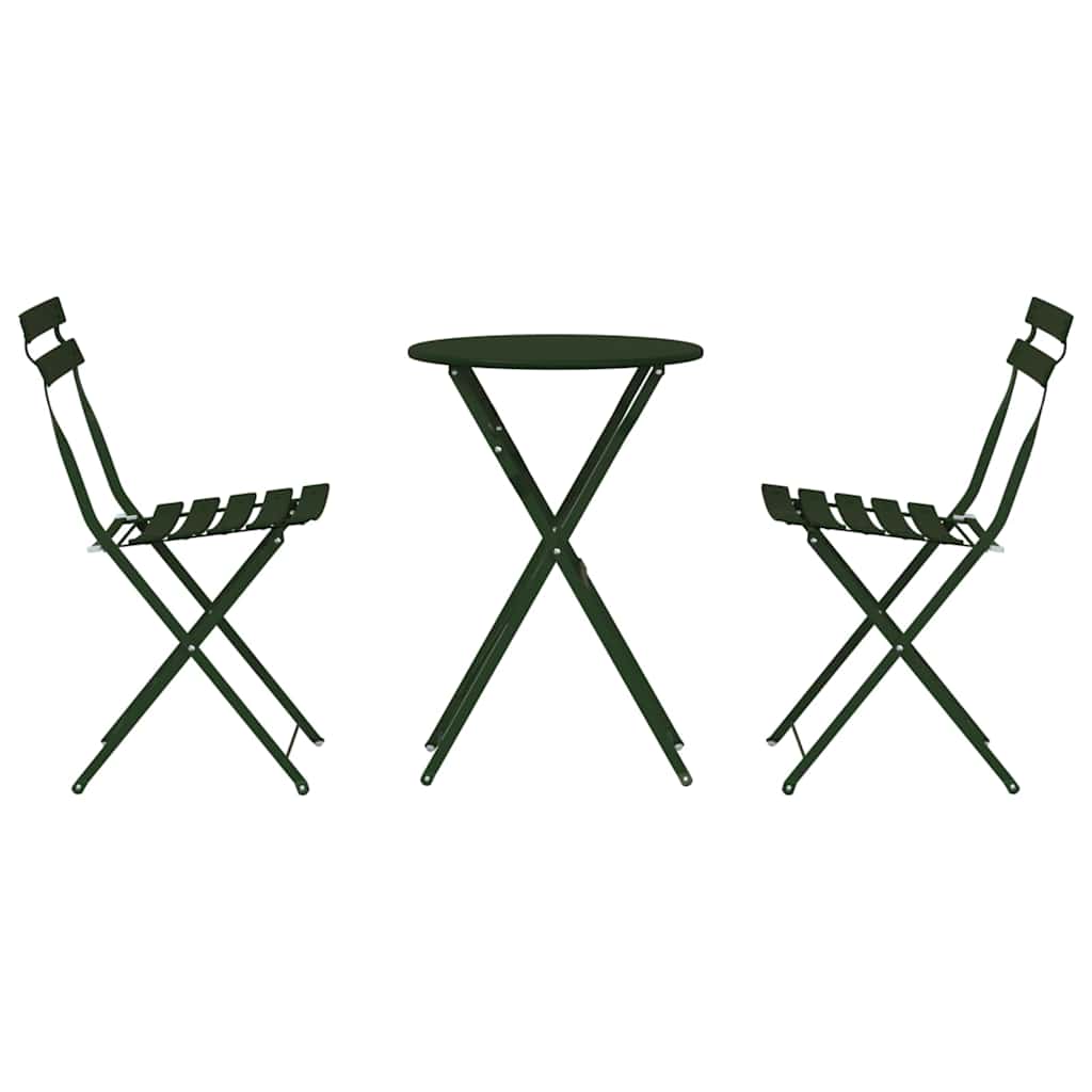 Klapp Bistro Set 3 pcs Wald Stahl
