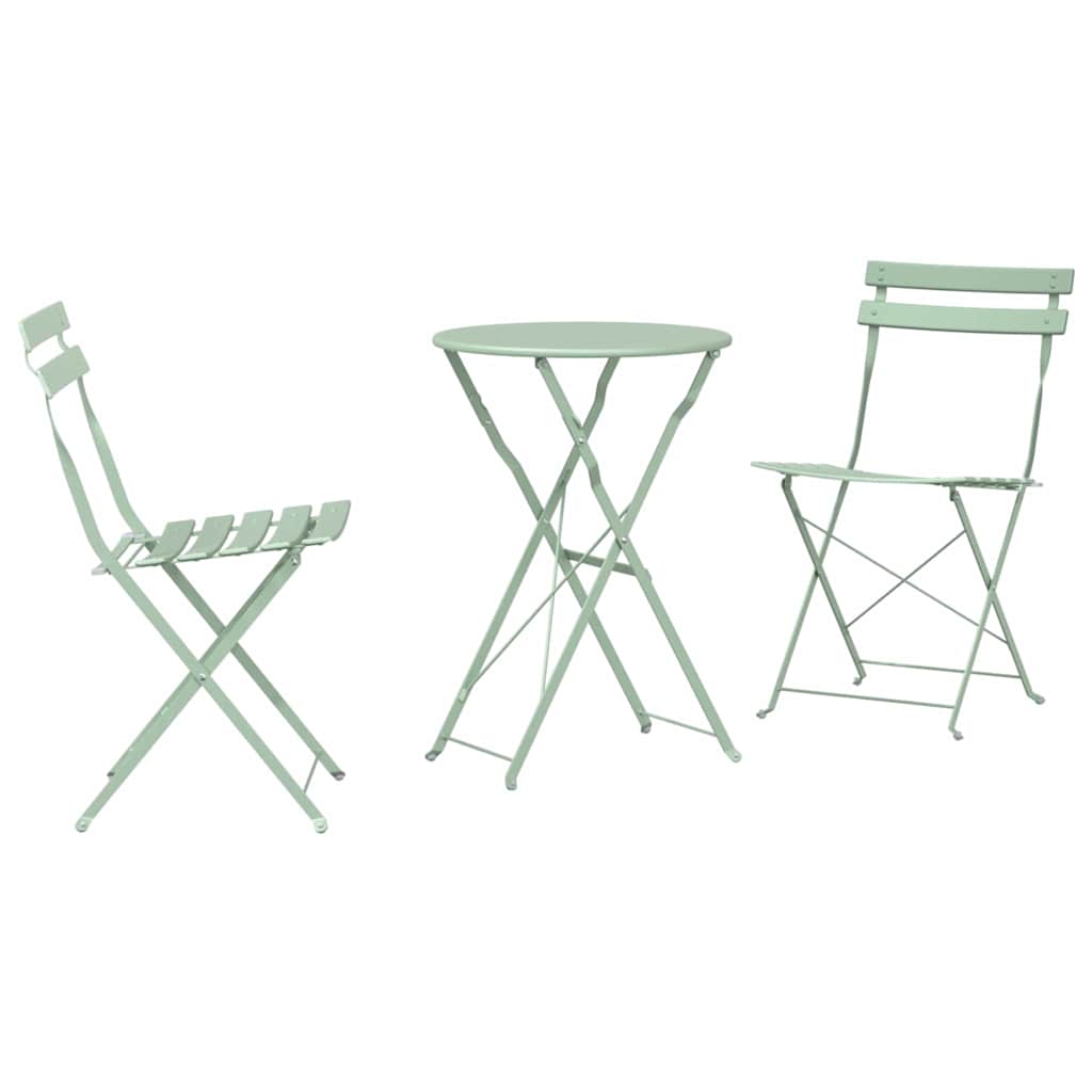 Klapp Bistro Set 3 pcs Meerschaumgrün Stahl