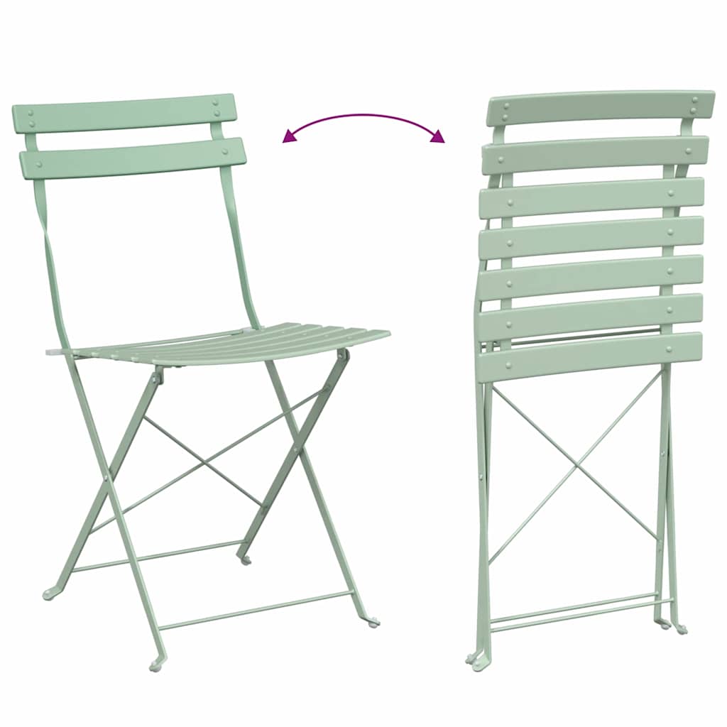 Klapp Bistro Set 3 pcs Meerschaumgrün Stahl