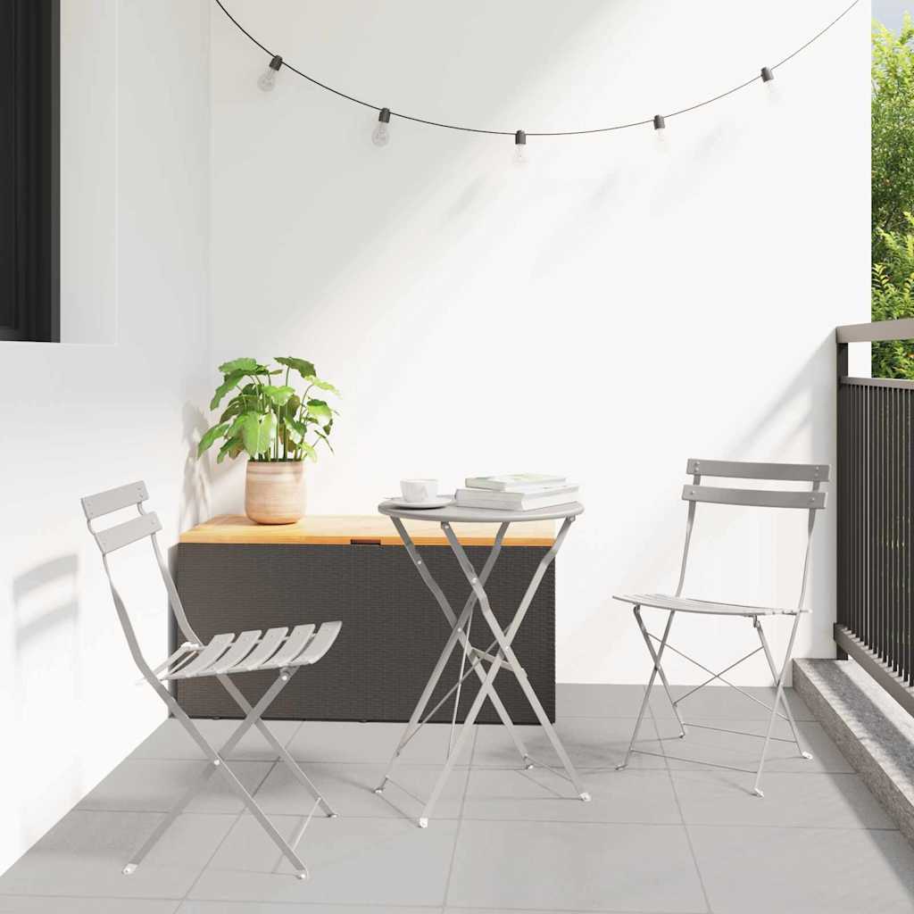 Klapp Bistro Set 3 pcs Beige Stahl