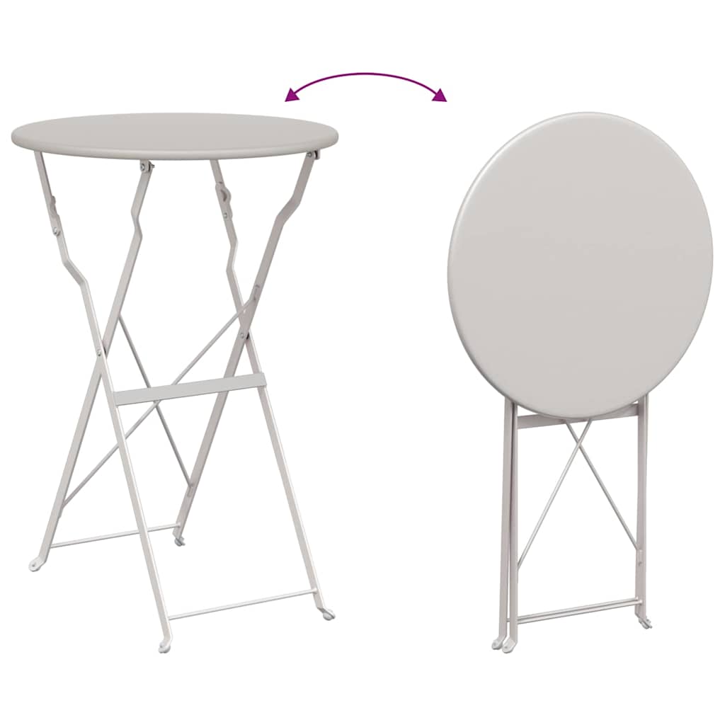 Klapp Bistro Set 3 pcs Beige Stahl